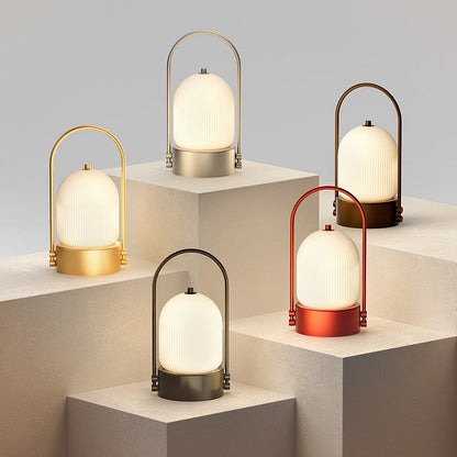 Modern Minimalist Oval Metal Iron Glass Inductive Portable USB LED Table Lamp For Bedroom