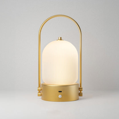 Modern Minimalist Oval Metal Iron Glass Inductive Portable USB LED Table Lamp For Bedroom