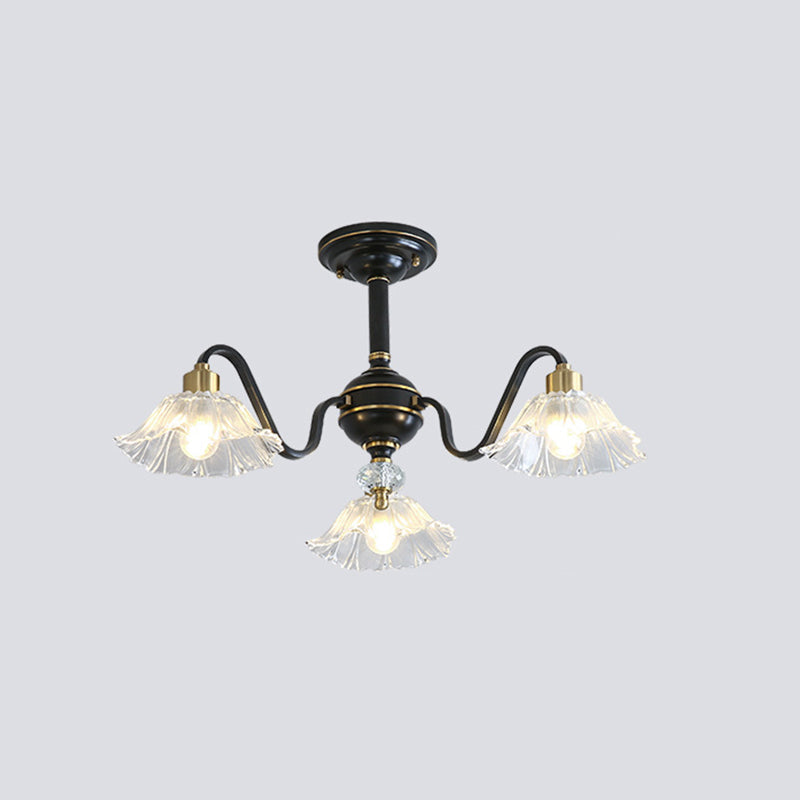 Contemporary Luxury Flower Brass Crystal Glass 3/5/6/8/10/15-Light Chandelier For Living Room