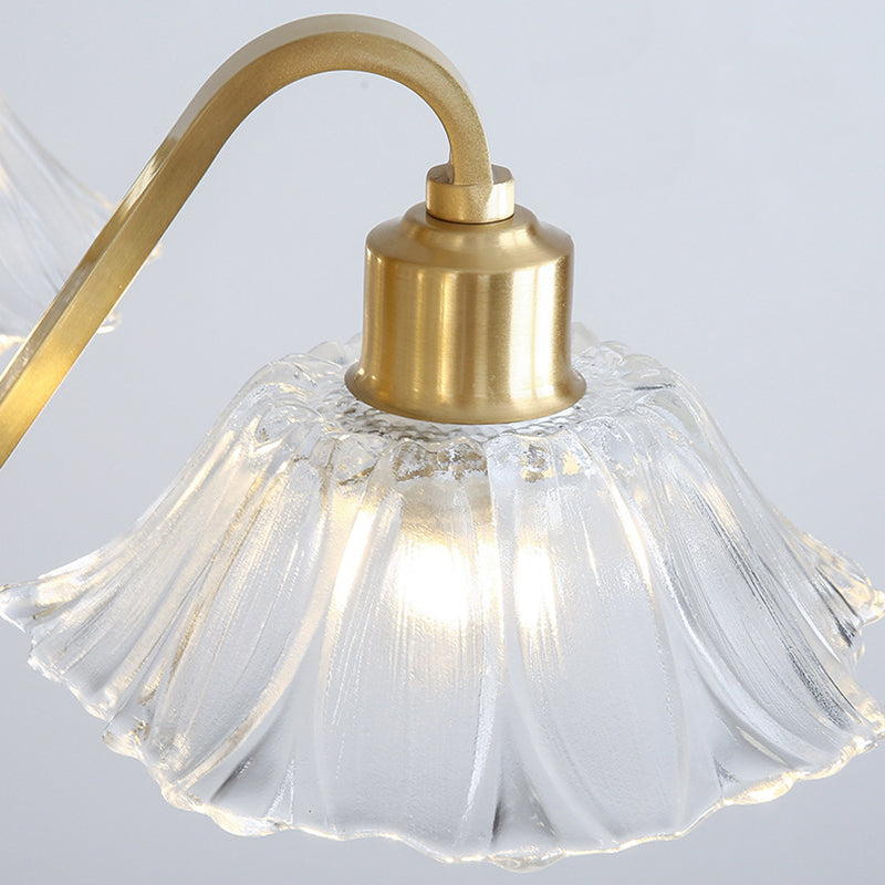 Contemporary Luxury Flower Brass Crystal Glass 3/5/6/8/10/15-Light Chandelier For Living Room