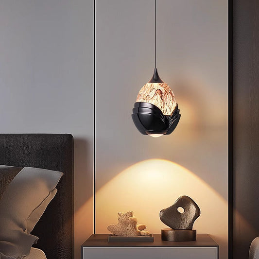 Contemporary Nordic Water Drop Acrylic Aluminum Liftable LED Pendant Light For Bedroom