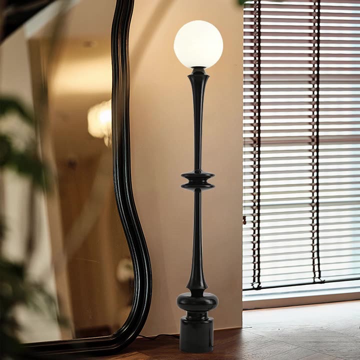 Modern Minimalist Round Resin Acrylic 1-Light Standing Floor Lamp For Living Room