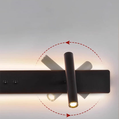 Modern Minimalist Long Strip Iron Acrylic Rotatable LED Wall Sconce Lamp For Living Room