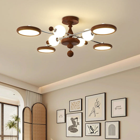 Contemporary Creative Circular Acrylic Iron LED Semi-Flush Mount Ceiling Light For Living Room