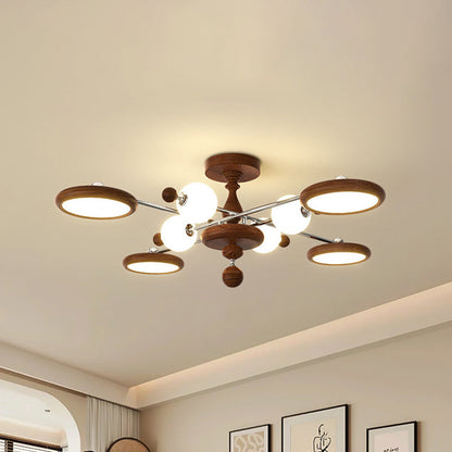Contemporary Creative Circular Acrylic Iron LED Semi-Flush Mount Ceiling Light For Living Room