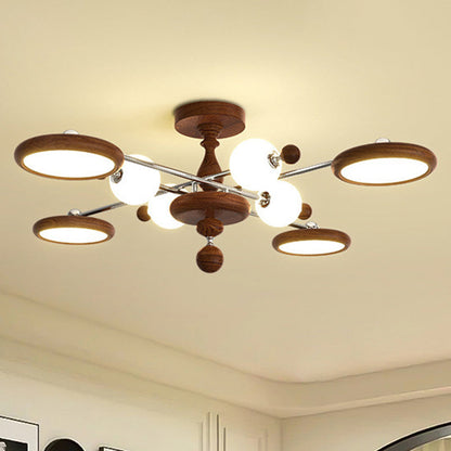 Contemporary Creative Circular Acrylic Iron LED Semi-Flush Mount Ceiling Light For Living Room