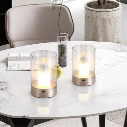 Modern Art Deco Candle Glass PVC Infrared Sensing Portable USB LED Night Light Table Lamp For Bedroom