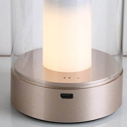 Modern Art Deco Candle Glass PVC Infrared Sensing Portable USB LED Night Light Table Lamp For Bedroom