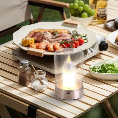 Modern Art Deco Candle Glass PVC Infrared Sensing Portable USB LED Night Light Table Lamp For Bedroom