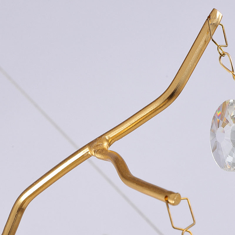 Contemporary Luxury Round Leaves Branches Aluminum Crystal 9/10/12/14-Light Chandelier For Living Room