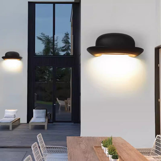 Contemporary Creative Hat Waterproof Aluminum PC Outdoor LED Wall Sconce Lamp For Outdoor Patio