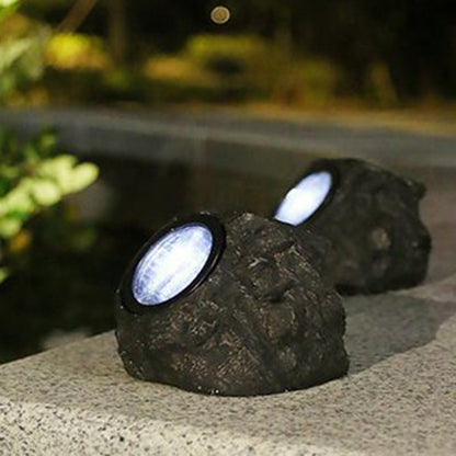 Modern Minimalist Waterproof Stone Plastic Resin Solar LED Outdoor Light For Garden