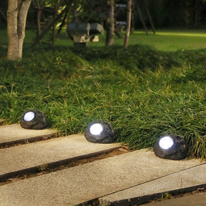 Modern Minimalist Waterproof Stone Plastic Resin Solar LED Outdoor Light For Garden