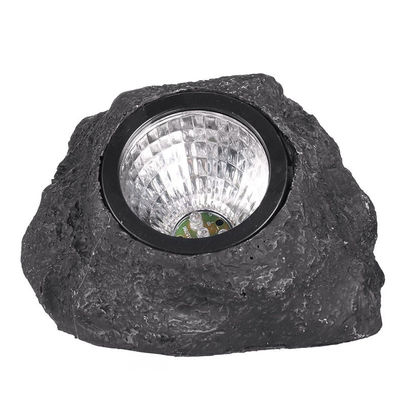 Modern Minimalist Waterproof Stone Plastic Resin Solar LED Outdoor Light For Garden