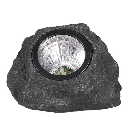 Modern Minimalist Waterproof Stone Plastic Resin Solar LED Outdoor Light For Garden