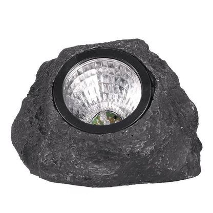 Modern Minimalist Waterproof Stone Plastic Resin Solar LED Outdoor Light For Garden