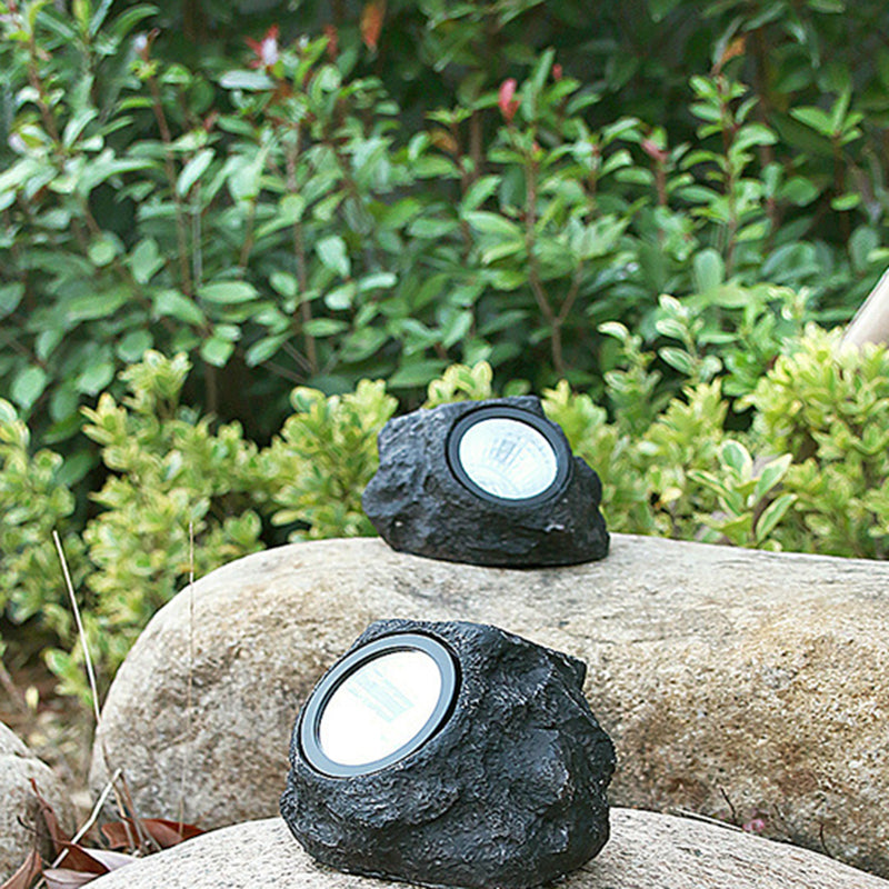 Modern Minimalist Waterproof Stone Plastic Resin Solar LED Outdoor Light For Garden