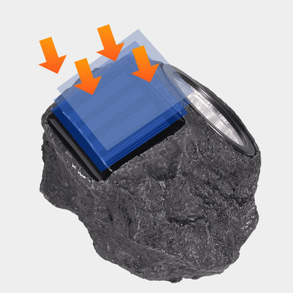 Modern Minimalist Waterproof Stone Plastic Resin Solar LED Outdoor Light For Garden