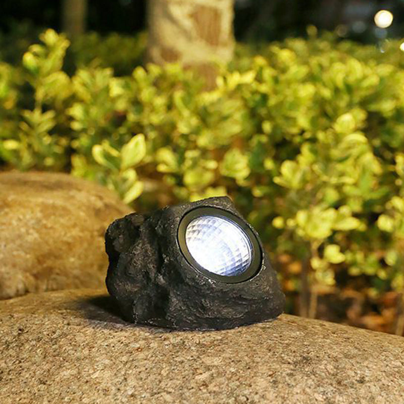 Modern Minimalist Waterproof Stone Plastic Resin Solar LED Outdoor Light For Garden