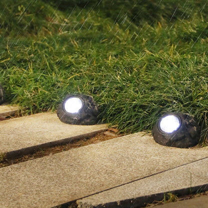 Modern Minimalist Waterproof Stone Plastic Resin Solar LED Outdoor Light For Garden