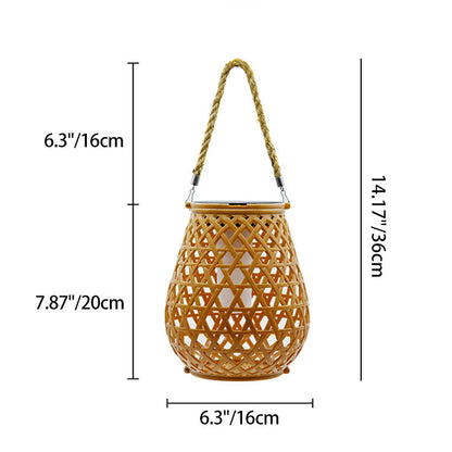 Modern Art Deco Waterproof Solar Lantern Plastic Imitated Rattan Weaving LED Outdoor Lights Landscape Lighting For Garden