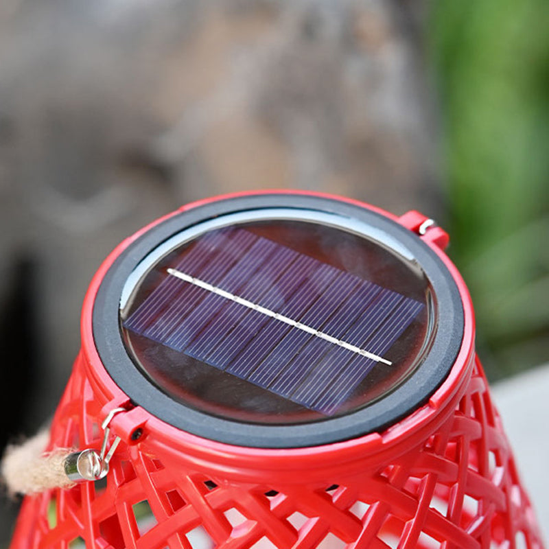 Modern Art Deco Waterproof Solar Lantern Plastic Imitated Rattan Weaving LED Outdoor Lights Landscape Lighting For Garden