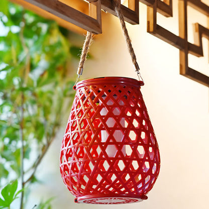 Modern Art Deco Waterproof Solar Lantern Plastic Imitated Rattan Weaving LED Outdoor Lights Landscape Lighting For Garden