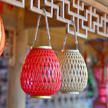 Modern Art Deco Waterproof Solar Lantern Plastic Imitated Rattan Weaving LED Outdoor Lights Landscape Lighting For Garden