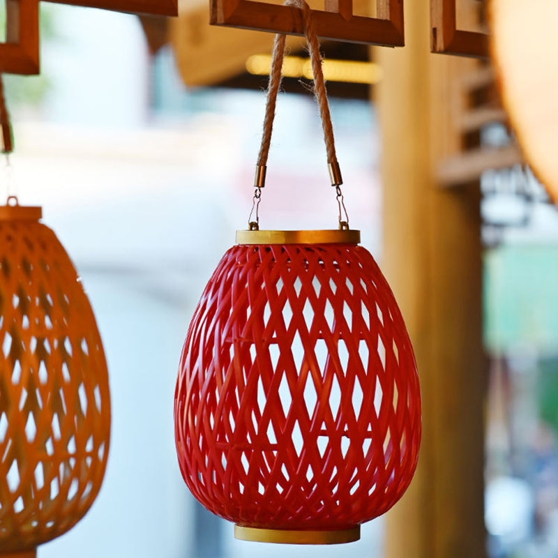 Modern Art Deco Waterproof Solar Lantern Plastic Imitated Rattan Weaving LED Outdoor Lights Landscape Lighting For Garden