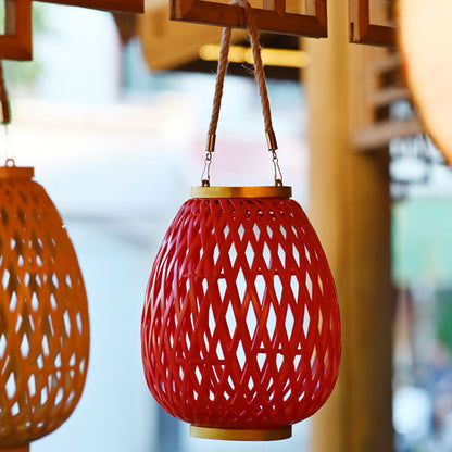 Modern Art Deco Waterproof Solar Lantern Plastic Imitated Rattan Weaving LED Outdoor Lights Landscape Lighting For Garden