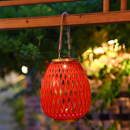 Modern Art Deco Waterproof Solar Lantern Plastic Imitated Rattan Weaving LED Outdoor Lights Landscape Lighting For Garden