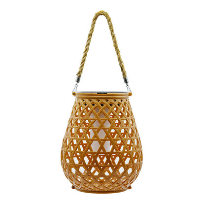 Modern Art Deco Waterproof Solar Lantern Plastic Imitated Rattan Weaving LED Outdoor Lights Landscape Lighting For Garden