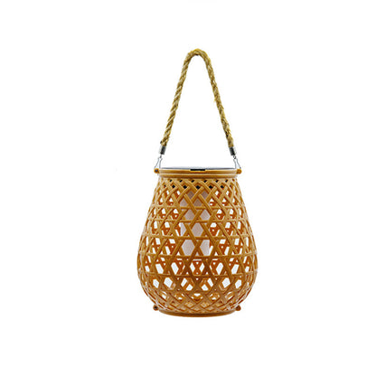 Modern Art Deco Waterproof Solar Lantern Plastic Imitated Rattan Weaving LED Outdoor Lights Landscape Lighting For Garden