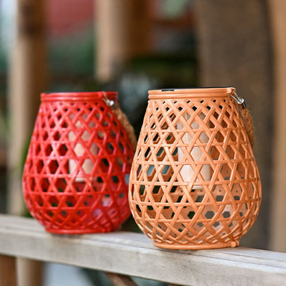 Modern Art Deco Waterproof Solar Lantern Plastic Imitated Rattan Weaving LED Outdoor Lights Landscape Lighting For Garden