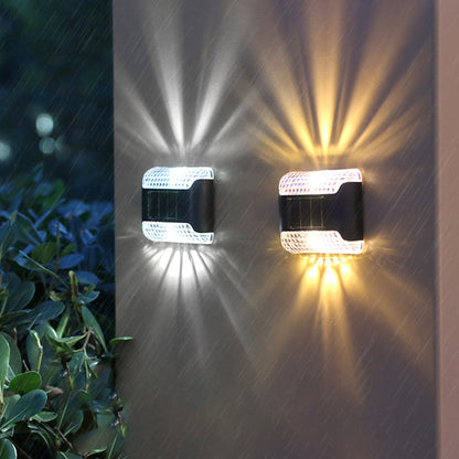 Modern Minimalist Waterproof Solar Rectangular Plastic LED Wall Sconce Lamp For Outdoor Patio