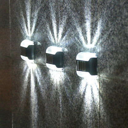 Modern Minimalist Waterproof Solar Rectangular Plastic LED Wall Sconce Lamp For Outdoor Patio