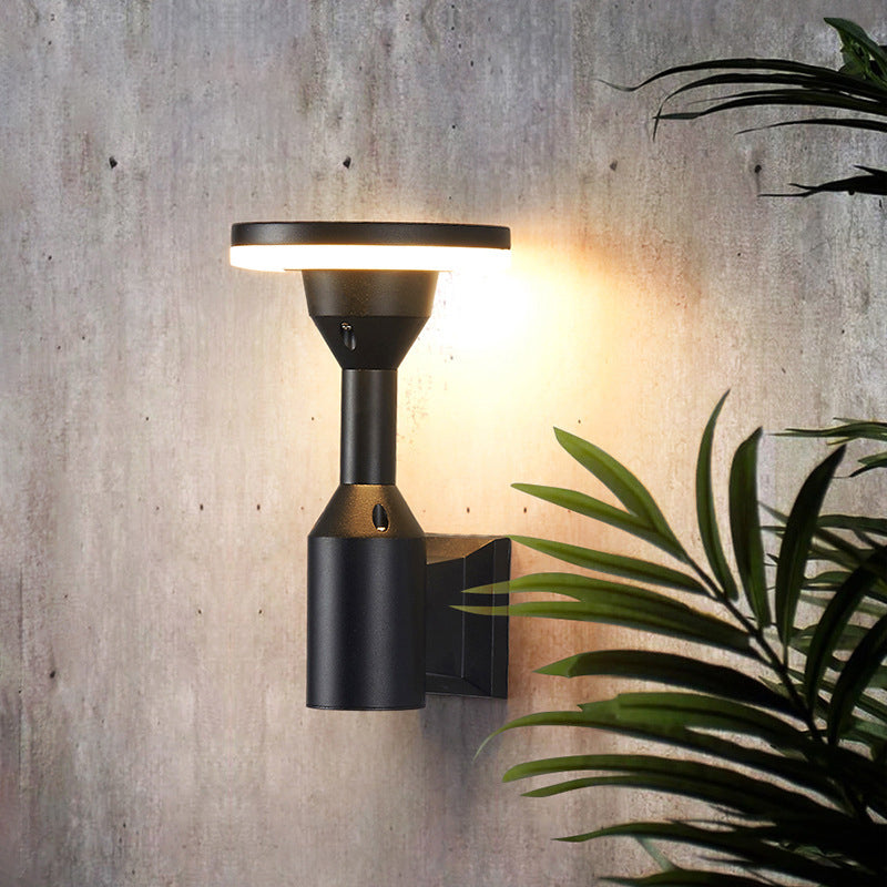 Modern Art Deco Waterproof Round Square Aluminum Silicone PC LED Outdoor Wall Sconce Lamp For Outdoor Patio