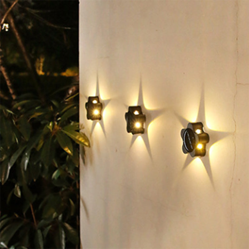 Modern Art Deco Star Waterproof Solar ABS & Acrylic LED Outdoor Wall Sconce Lamp For Outdoor Patio