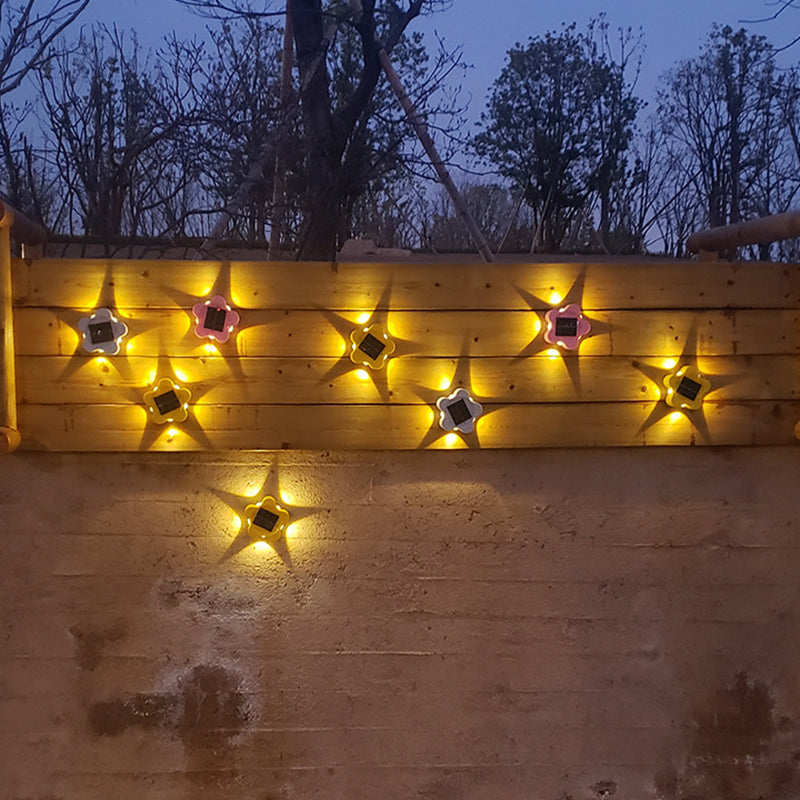 Modern Art Deco Star Waterproof Solar ABS & Acrylic LED Outdoor Wall Sconce Lamp For Outdoor Patio
