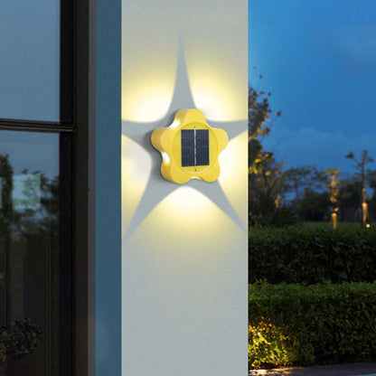 Modern Art Deco Star Waterproof Solar ABS & Acrylic LED Outdoor Wall Sconce Lamp For Outdoor Patio