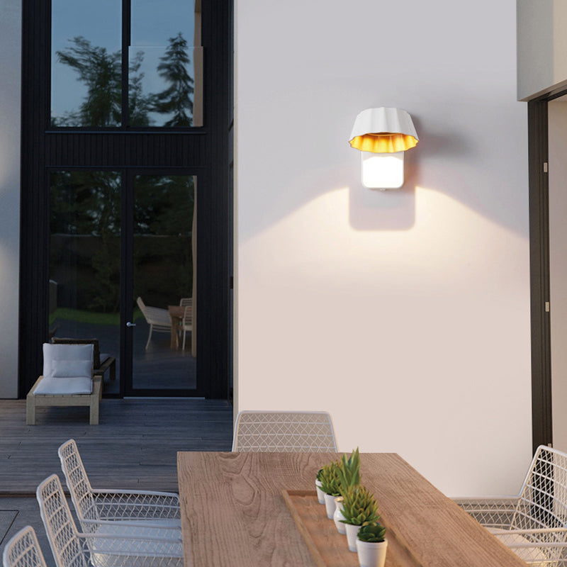 Contemporary Industrial Waterproof Rotatable Flower Aluminum Glass Outdoor LED Wall Sconce Lamp For Outdoor Patio