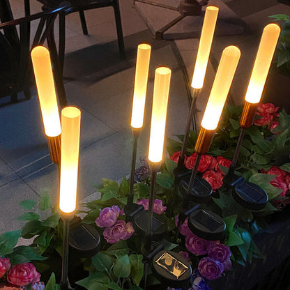 Modern Art Deco Waterproof Solar Cylinder Acrylic Aluminum Stainless Steel ABS LED Outdoor Light Landscape Lighting For Garden