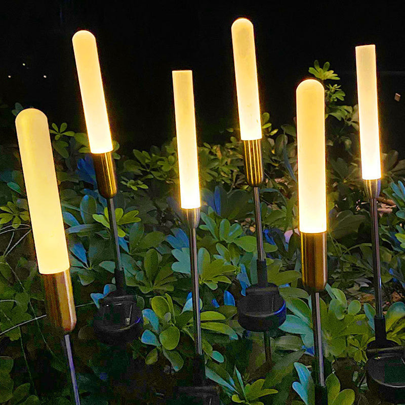 Modern Art Deco Waterproof Solar Cylinder Acrylic Aluminum Stainless Steel ABS LED Outdoor Light Landscape Lighting For Garden