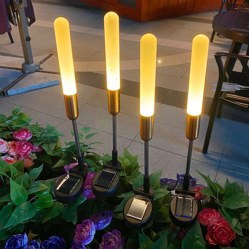 Modern Art Deco Waterproof Solar Cylinder Acrylic Aluminum Stainless Steel ABS LED Outdoor Light Landscape Lighting For Garden