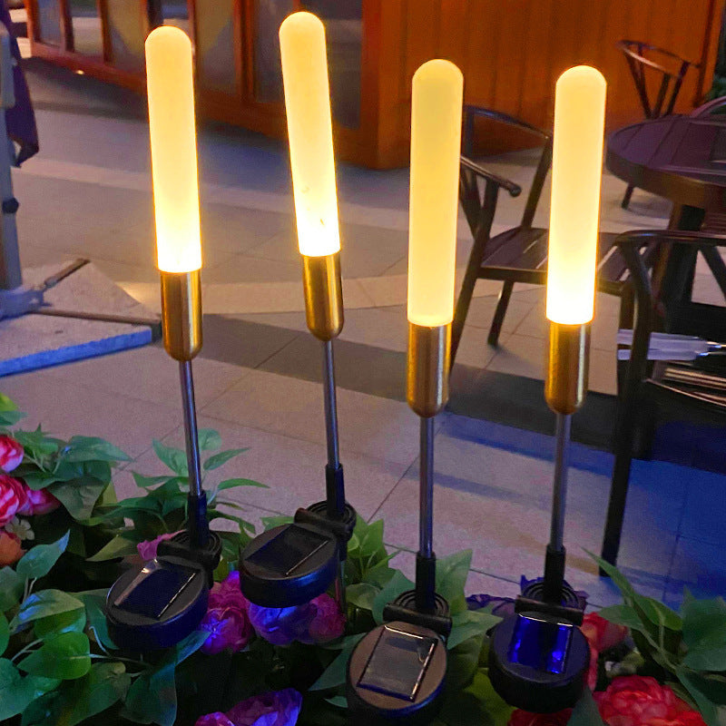 Modern Art Deco Waterproof Solar Cylinder Acrylic Aluminum Stainless Steel ABS LED Outdoor Light Landscape Lighting For Garden