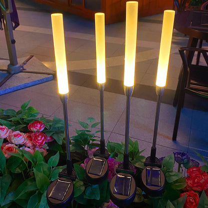 Modern Art Deco Waterproof Solar Cylinder Acrylic Aluminum Stainless Steel ABS LED Outdoor Light Landscape Lighting For Garden