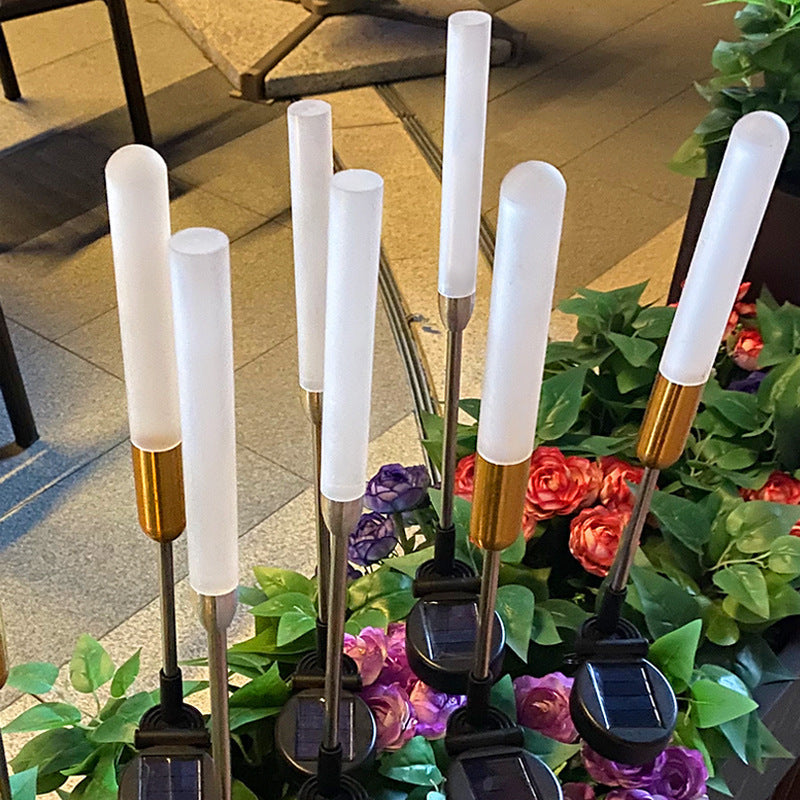 Modern Art Deco Waterproof Solar Cylinder Acrylic Aluminum Stainless Steel ABS LED Outdoor Light Landscape Lighting For Garden