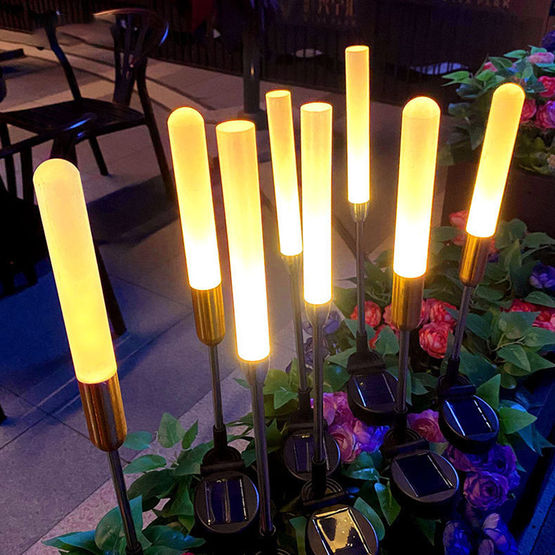 Modern Art Deco Waterproof Solar Cylinder Acrylic Aluminum Stainless Steel ABS LED Outdoor Light Landscape Lighting For Garden