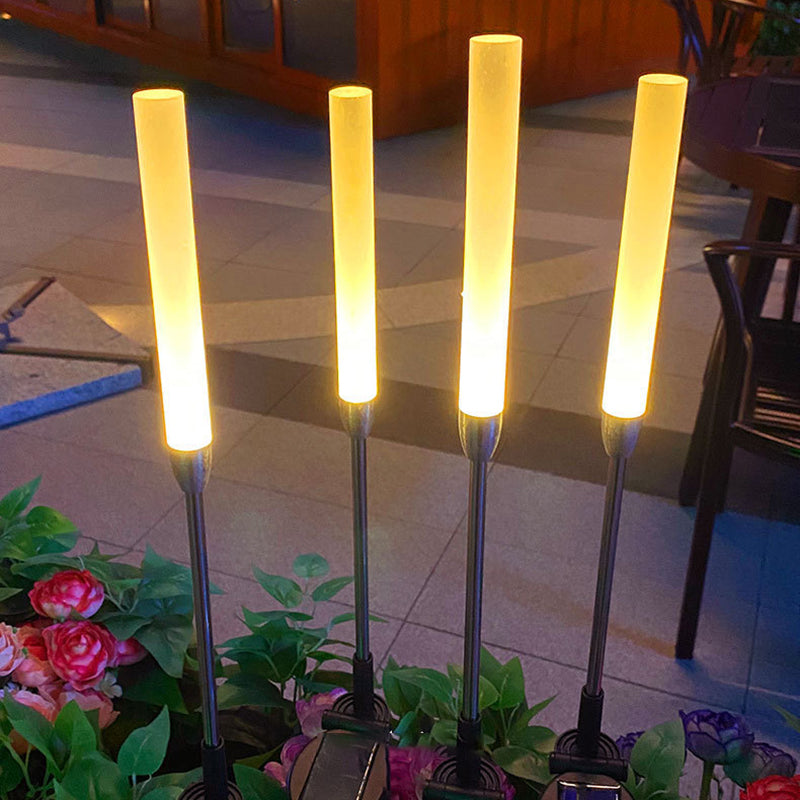 Modern Art Deco Waterproof Solar Cylinder Acrylic Aluminum Stainless Steel ABS LED Outdoor Light Landscape Lighting For Garden