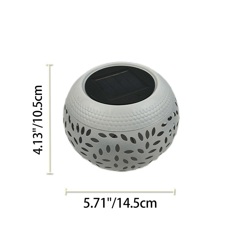 Modern Art Deco Waterproof Solar Hollowed-Out Bowl Iron LED Outdoor Light Landscape Lighting For Garden
